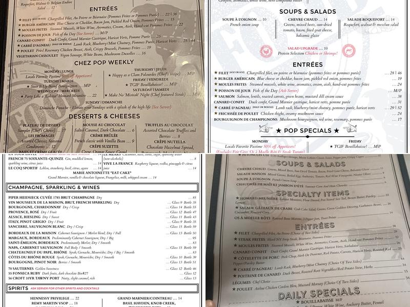 Parts of Paris Bistro & Bar Menu