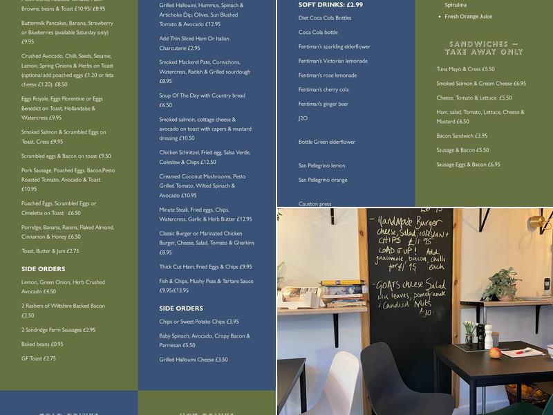 Aldbourne Coffee Shop/Cafe Menu