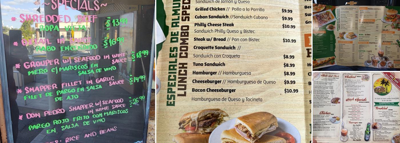 El Bohio Cuban Restaurant Menu