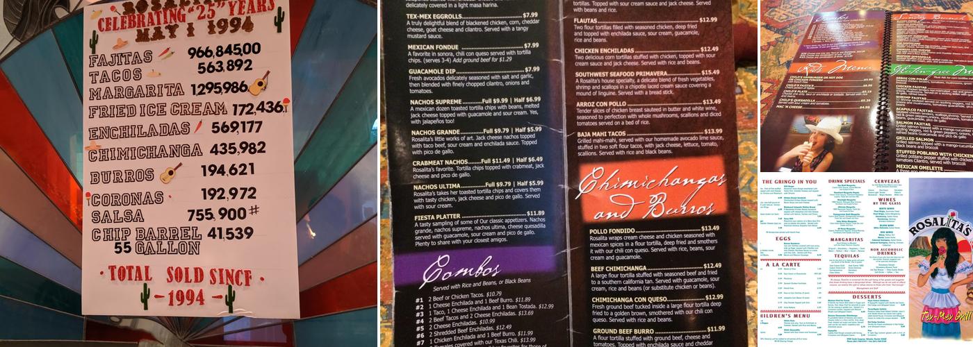 Rosalita's Tex-Mex Grill Menu