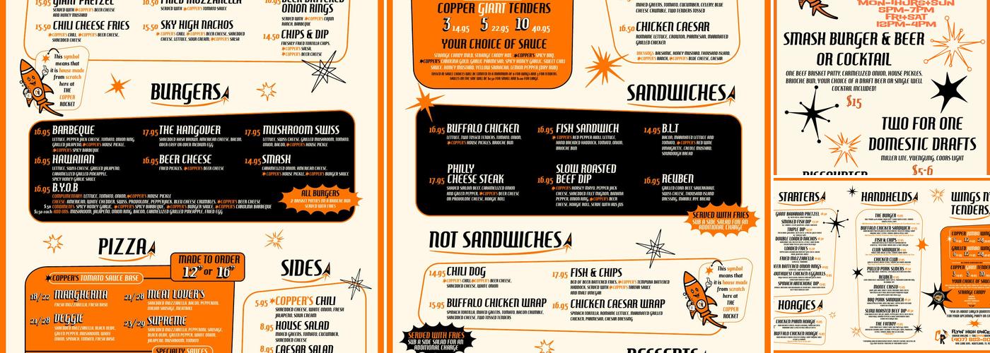 The Copper Rocket Menu
