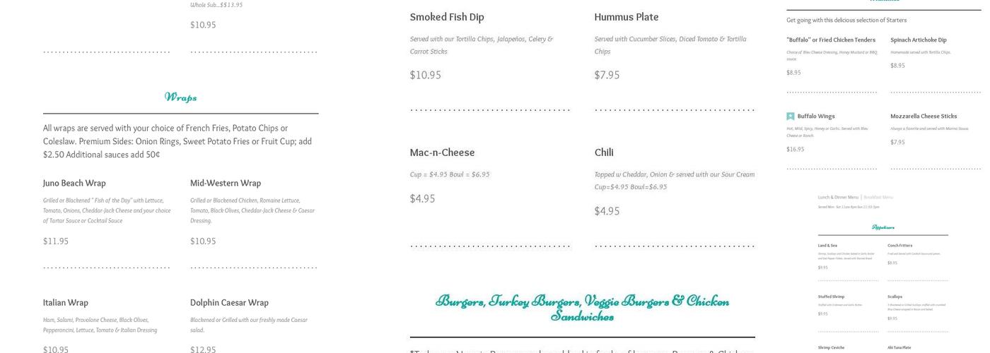 Cathy's Beach Connection Menu