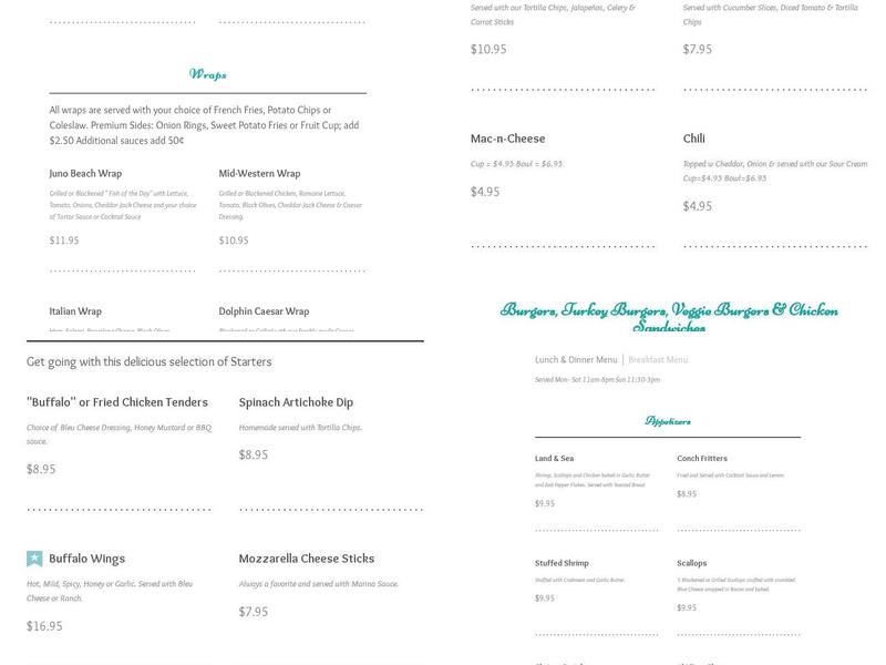 Cathy's Beach Connection Menu