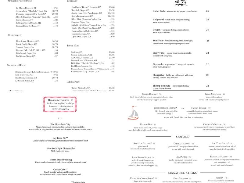 the River House Menu