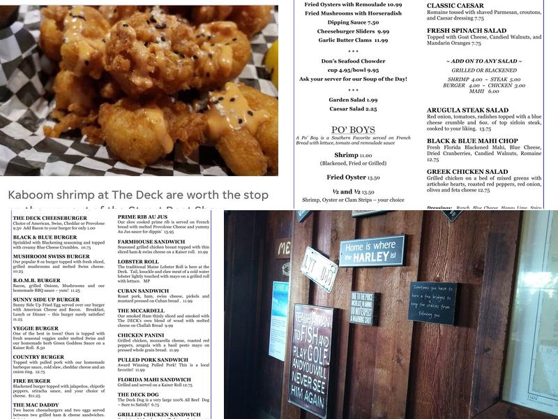 The Deck Restaurant Menu