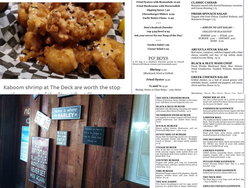 The Deck Restaurant Menu
