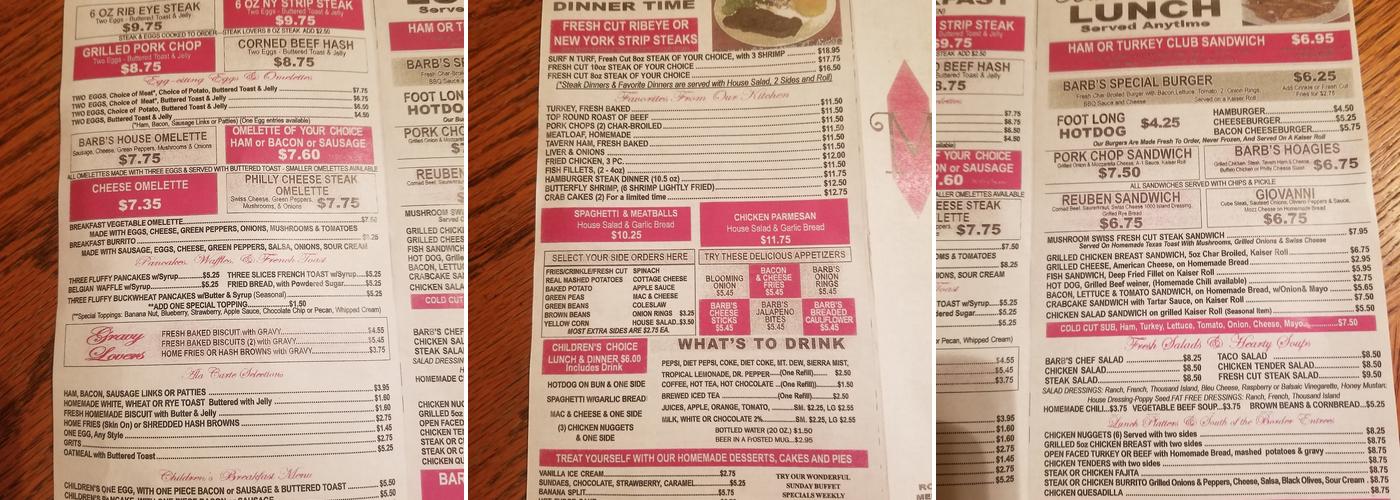 Barb's Menu