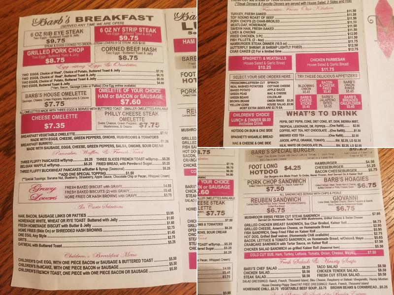 Barb's Menu