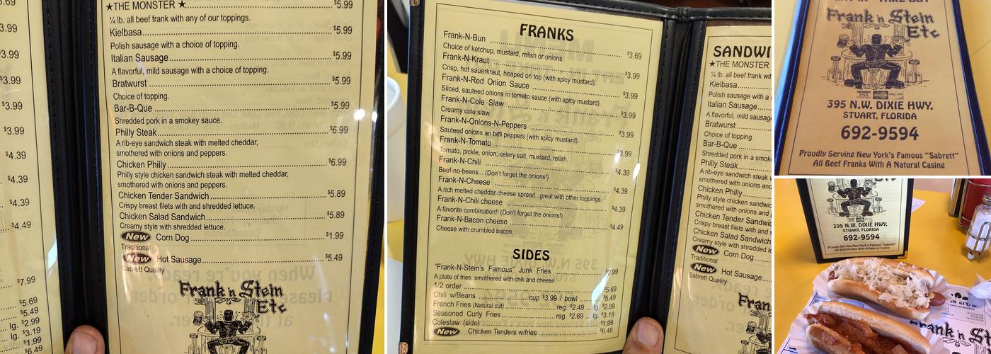 Frank N' Stein Etc. Menu