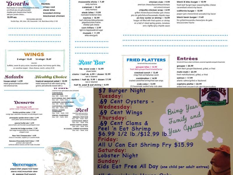 Mr Manatee's Casual Grille Menu