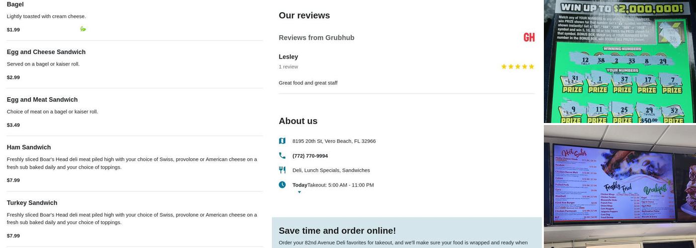 82nd Avenue Deli Menu