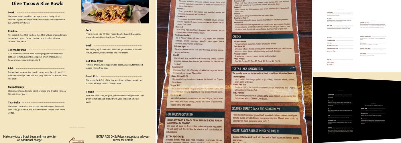 Taco Dive Menu