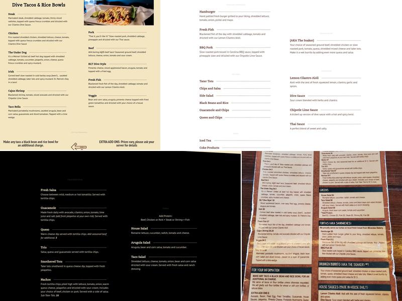 Taco Dive Menu