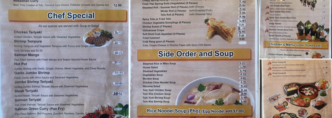 Saigon Sushi Menu