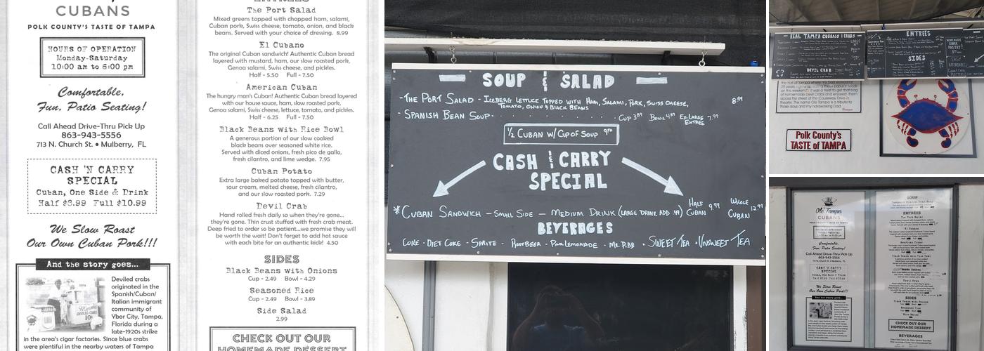 Ole Tampa Cubans Menu