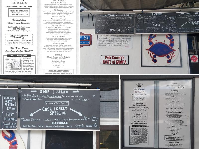 Ole Tampa Cubans Menu