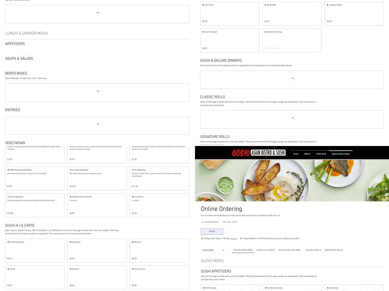 Gosh! Asian Bistro & Sushi Menu