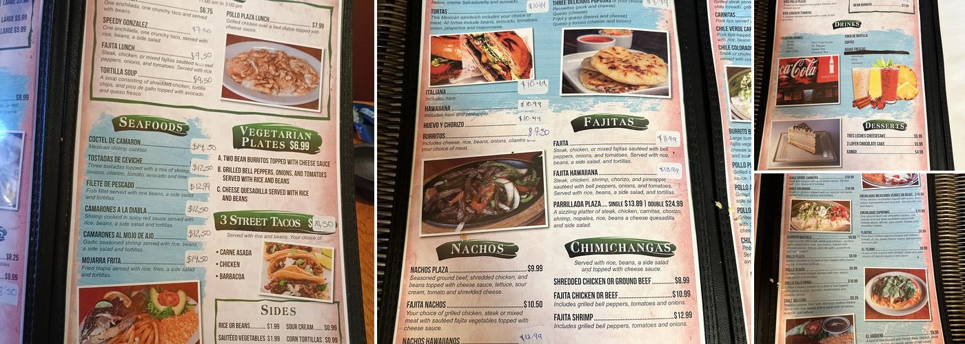 La Plaza Restaurant Menu