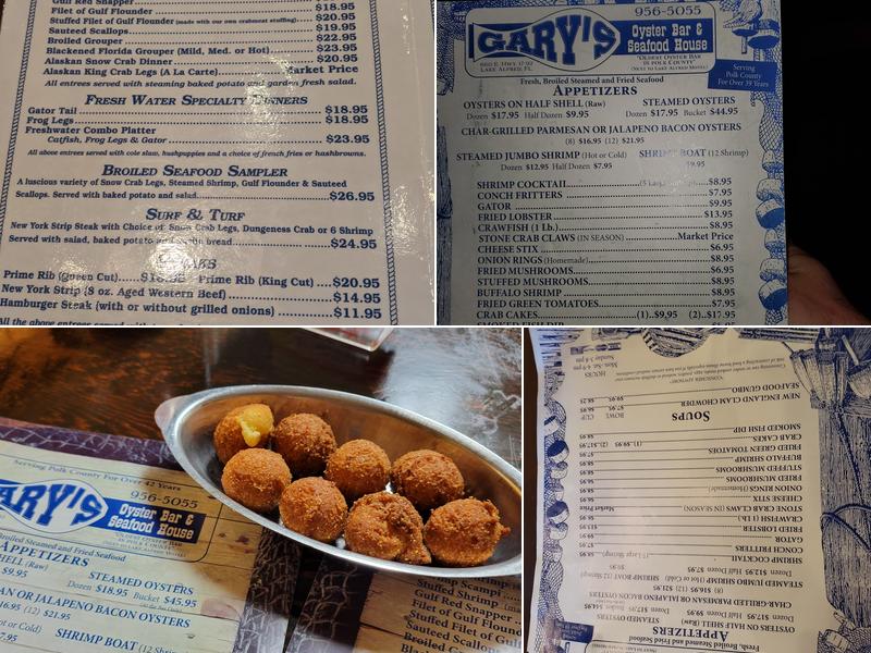 Gary's Oyster Bar & Seafood House Menu