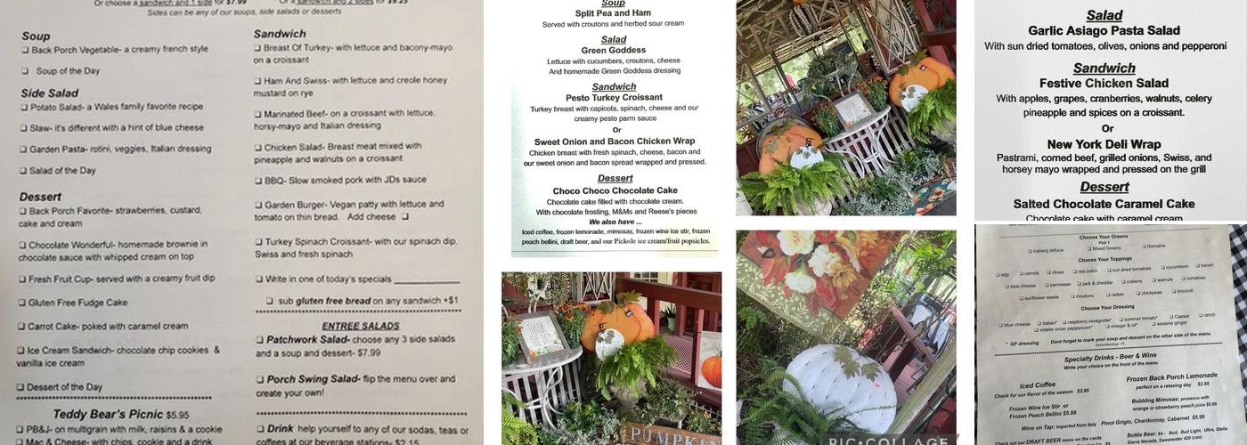 The Back Porch Restaurant Menu