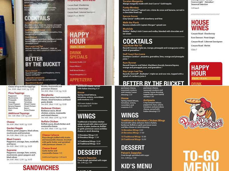 Paisan Pizzeria Menu