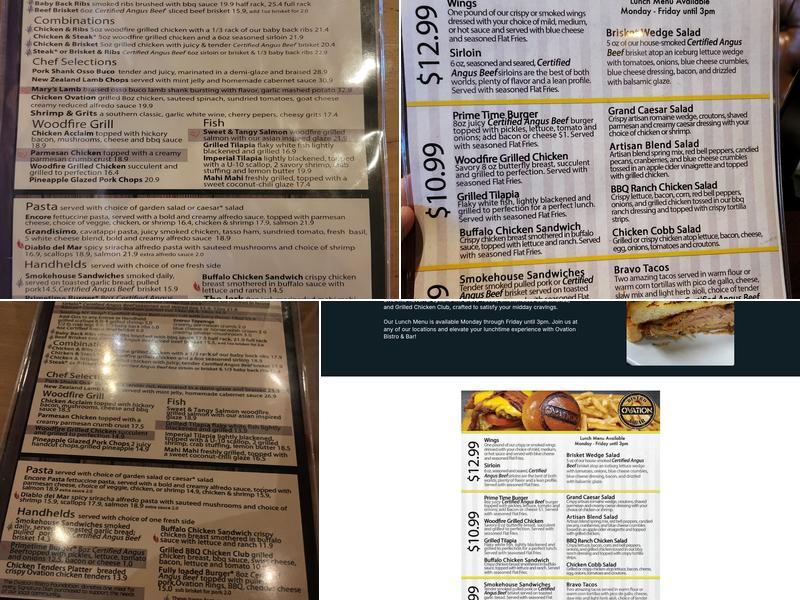 Ovation Bistro & Bar, Winter Haven Menu