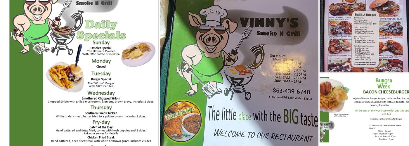 Vinnys Smoke N Grille Menu