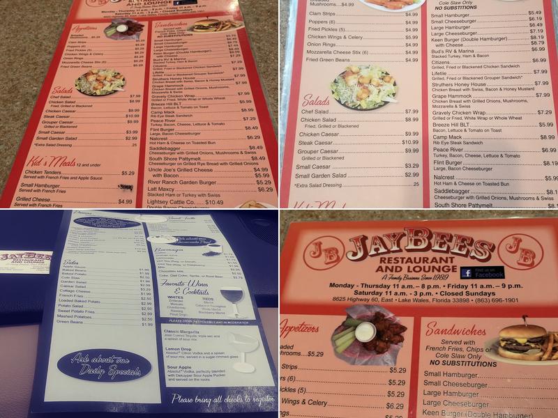 Jay Bees Menu