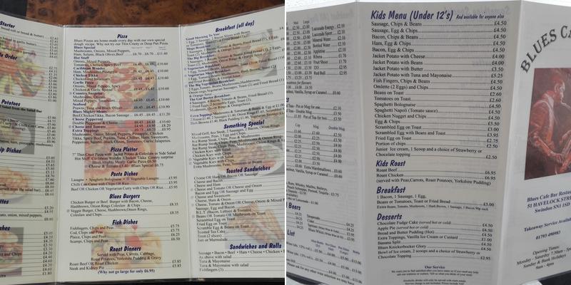 Blues Cafe Menu