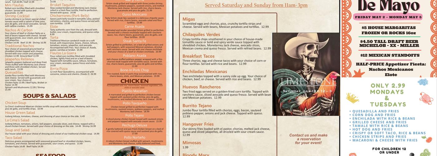 La Cima Mexican Grill and Cantina Menu