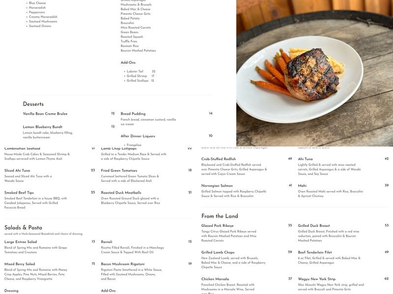 The Library Grill Menu