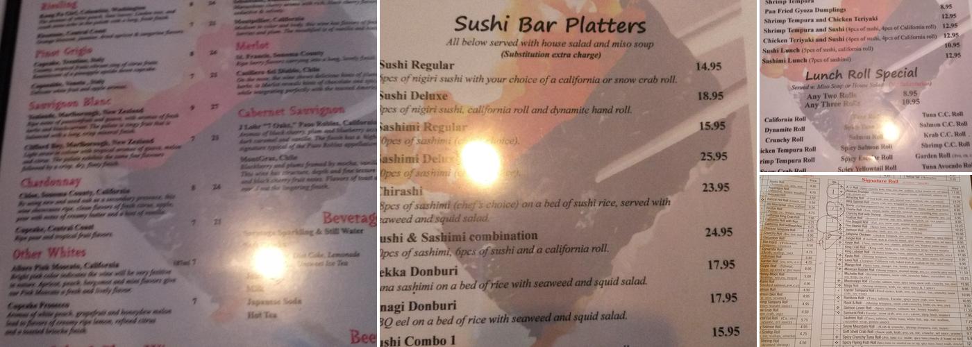 Samurai Sushi Menu