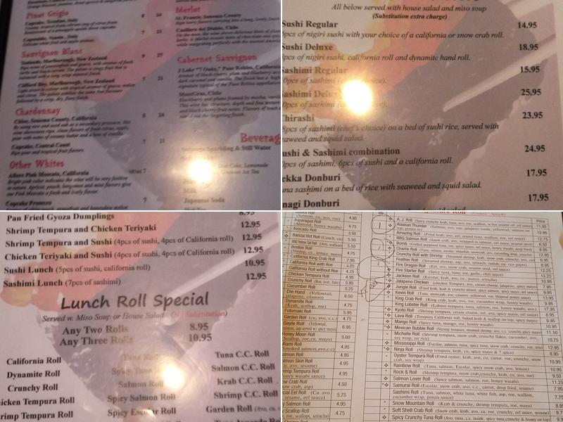 Samurai Sushi Menu