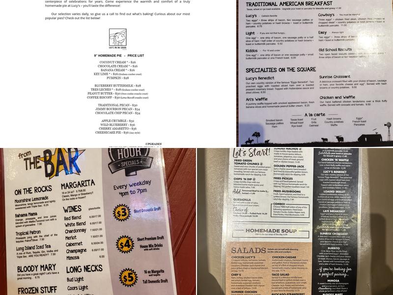 Lucy's on the Square Menu