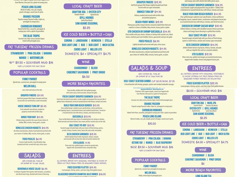 Under The Boardwalk Bar & Grill Menu