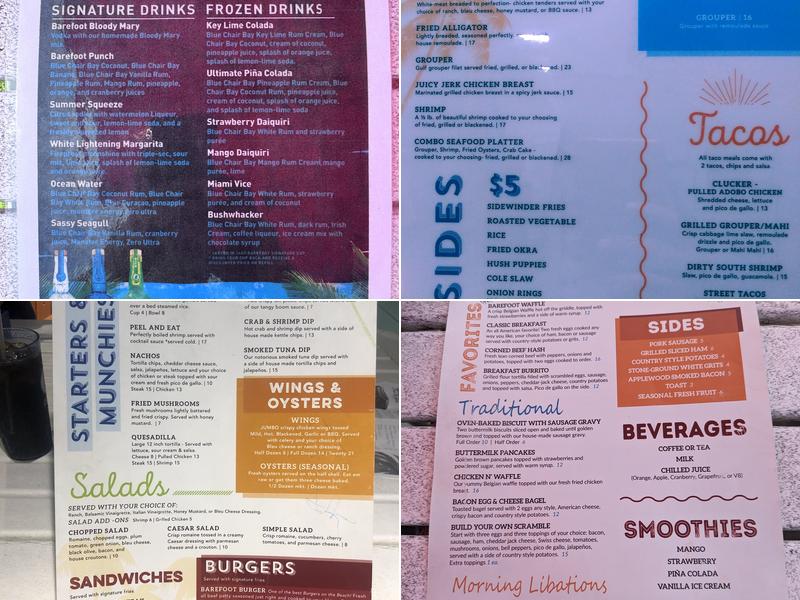 Barefoot Hide-A-Way Menu