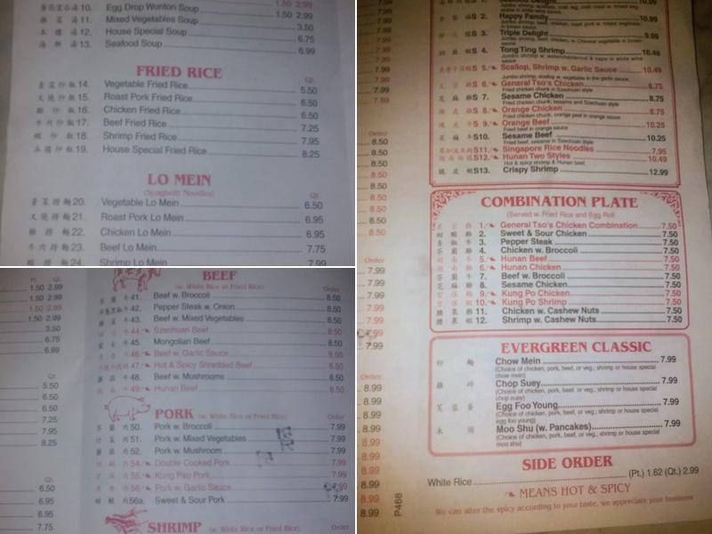 Panda Buffet Menu