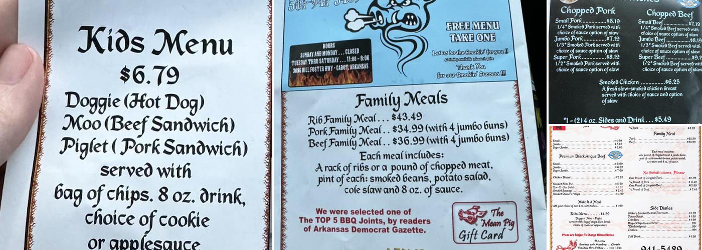 The Mean Pig BBQ Menu