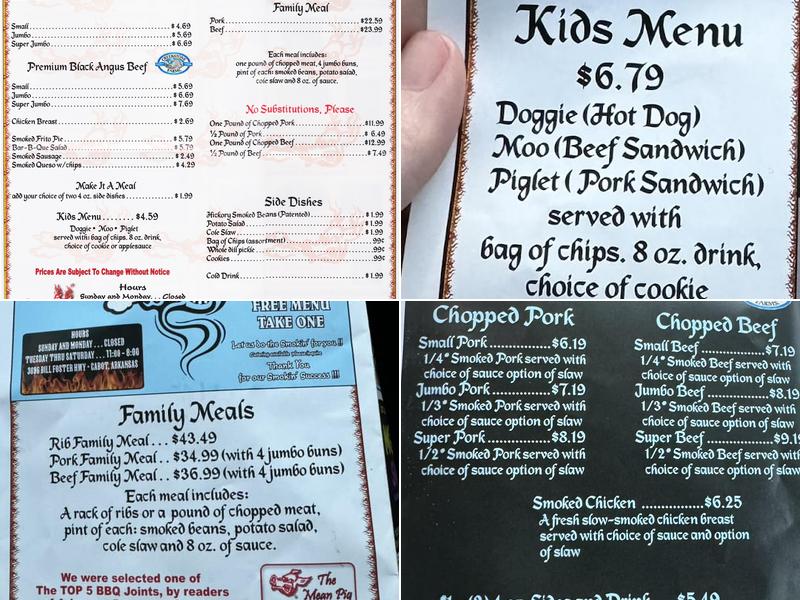 The Mean Pig BBQ Menu
