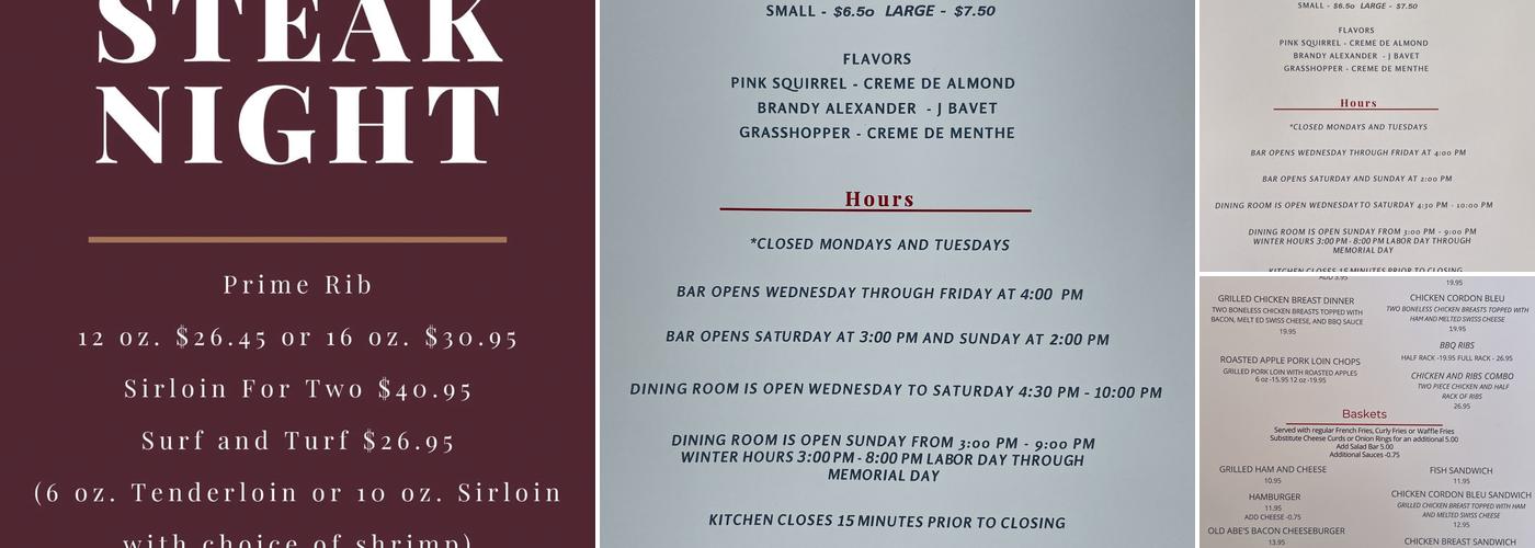 Old Abe's Supper Club Menu