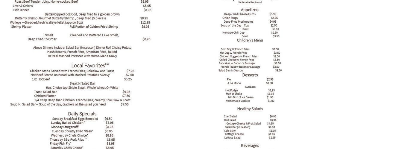 Norm's Open Kitchen Restaurant Menu