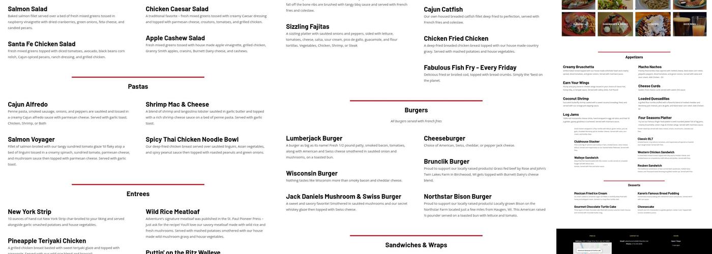 Adventures Restaurant & Pub Menu