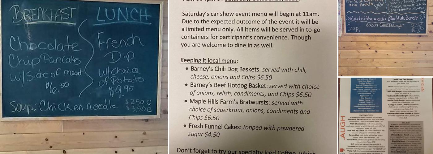 Blue Hills Cafe Menu