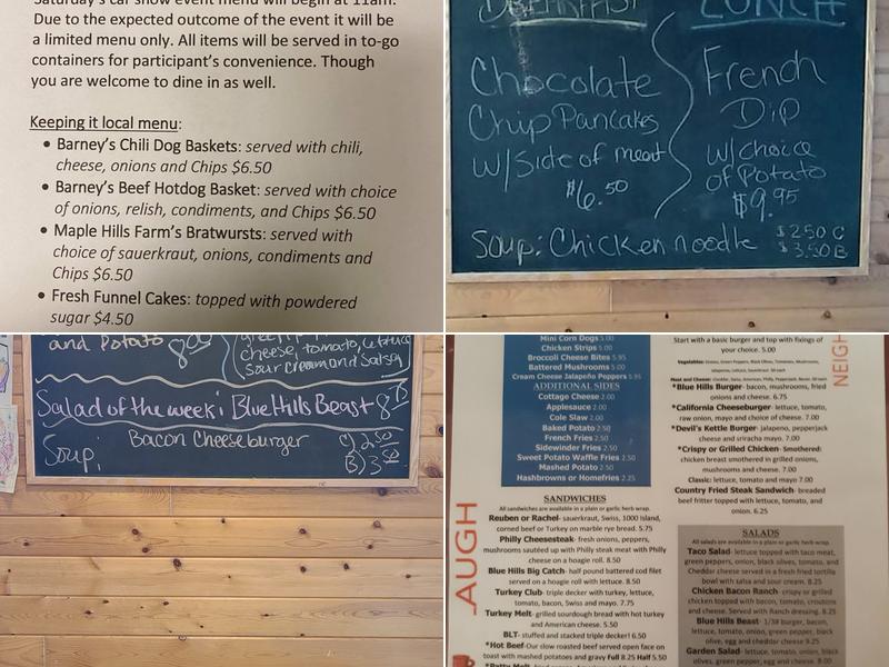 Blue Hills Cafe Menu