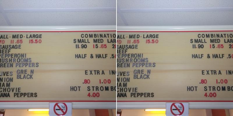 Dave's Pizza Menu