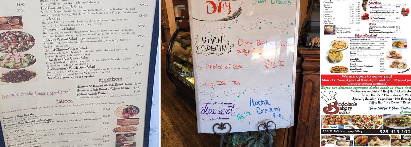 Bedoian's Bakery & Bistro Menu