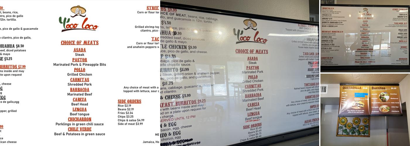 El Taco Loco Menu