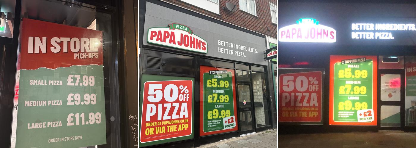 Papa Johns Pizza Menu