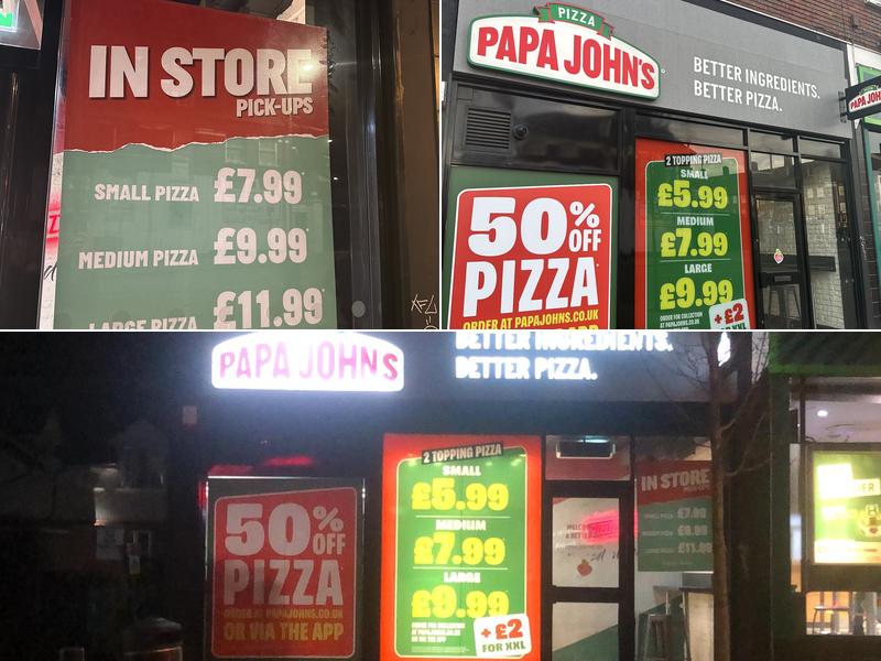 Papa Johns Pizza Menu