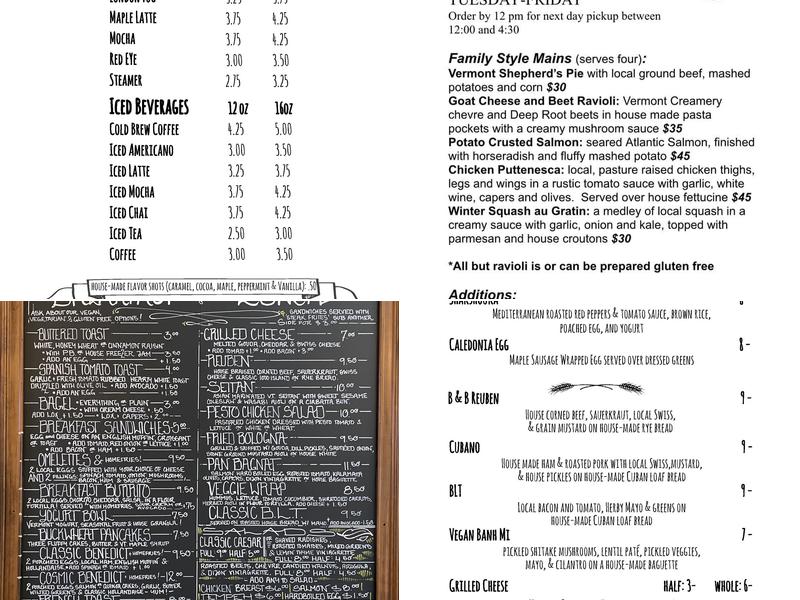 Cosmic Cup Café Menu